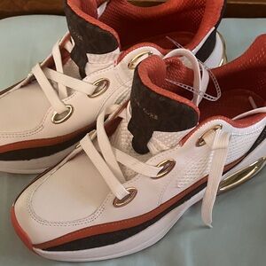 Michael Kors White and Red Sneakers with Gold Accents